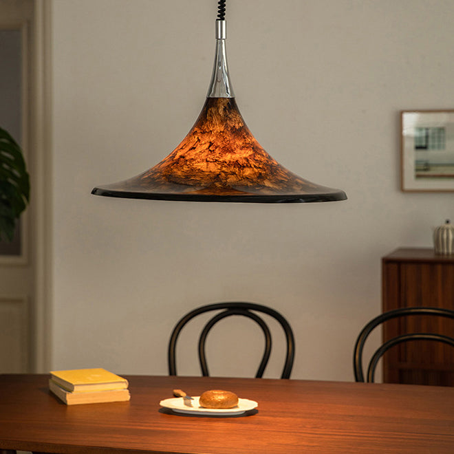 Suspension Luminaire Contemporain Créatif en Acrylique avec Abat-Jour en Forme de Trompette de Lave à 1 Lumière pour Salle à Manger 
