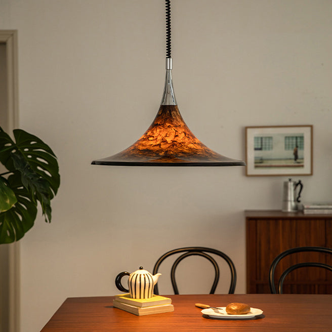 Suspension Luminaire Contemporain Créatif en Acrylique avec Abat-Jour en Forme de Trompette de Lave à 1 Lumière pour Salle à Manger 