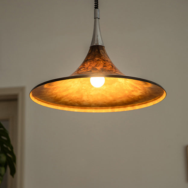 Suspension Luminaire Contemporain Créatif en Acrylique avec Abat-Jour en Forme de Trompette de Lave à 1 Lumière pour Salle à Manger 