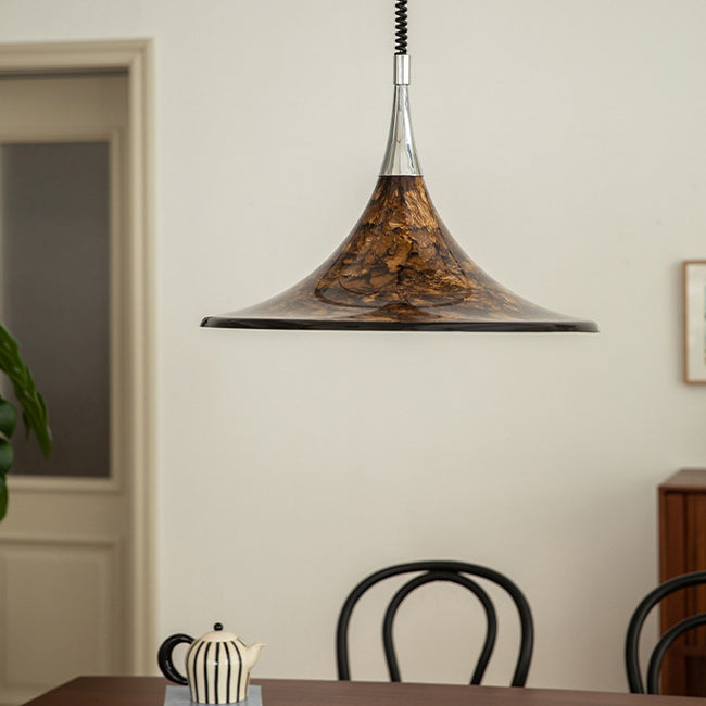 Suspension Luminaire Contemporain Créatif en Acrylique avec Abat-Jour en Forme de Trompette de Lave à 1 Lumière pour Salle à Manger 