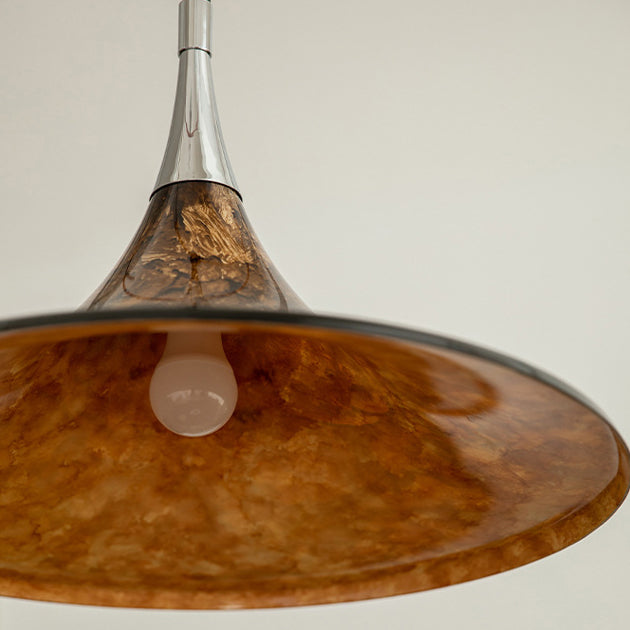 Suspension Luminaire Contemporain Créatif en Acrylique avec Abat-Jour en Forme de Trompette de Lave à 1 Lumière pour Salle à Manger 