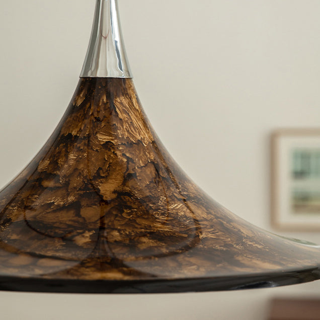 Suspension Luminaire Contemporain Créatif en Acrylique avec Abat-Jour en Forme de Trompette de Lave à 1 Lumière pour Salle à Manger 