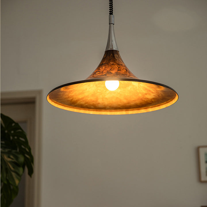 Suspension Luminaire Contemporain Créatif en Acrylique avec Abat-Jour en Forme de Trompette de Lave à 1 Lumière pour Salle à Manger 