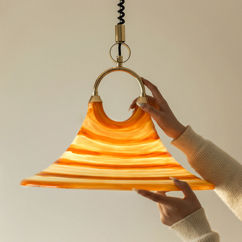 Suspension Luminaire Contemporain Créatif en Acrylique avec Abat-Jour en Forme de Trompette de Lave à 1 Lumière pour Salle à Manger 