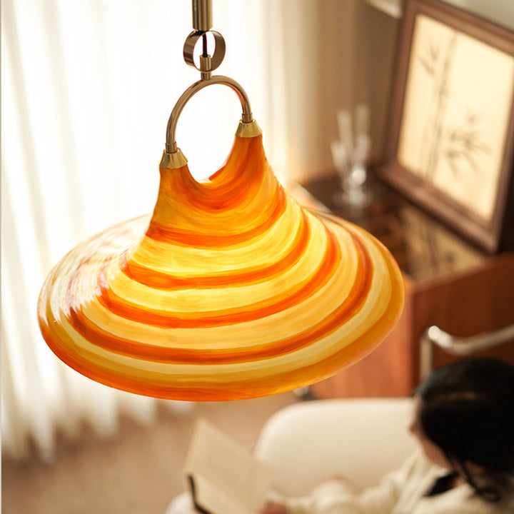 Suspension Luminaire Contemporain Créatif en Acrylique avec Abat-Jour en Forme de Trompette de Lave à 1 Lumière pour Salle à Manger 