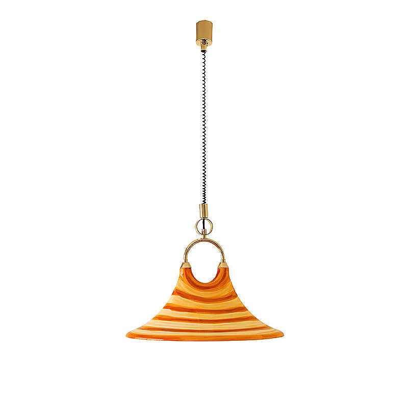 Suspension Luminaire Contemporain Créatif en Acrylique avec Abat-Jour en Forme de Trompette de Lave à 1 Lumière pour Salle à Manger 