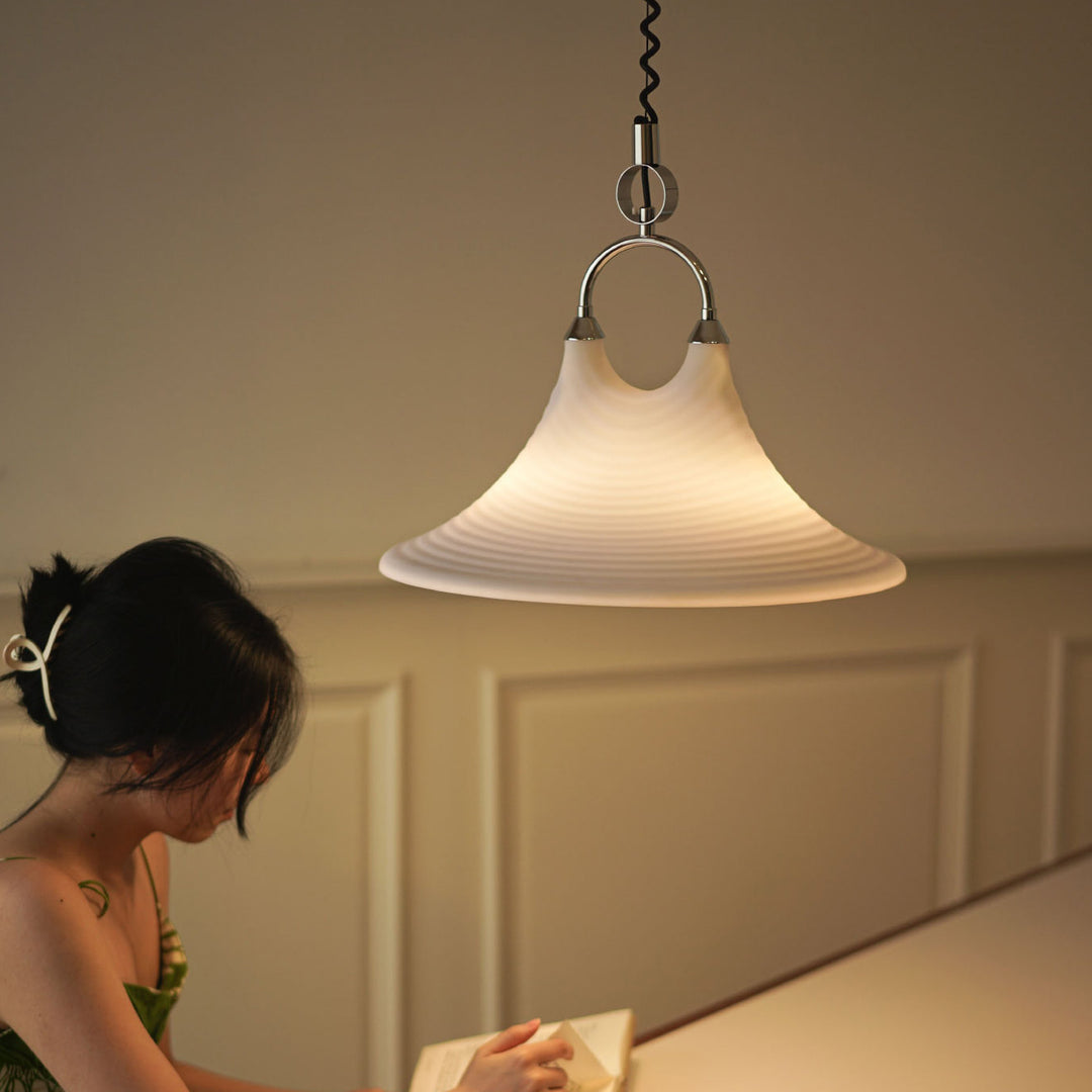 Suspension Luminaire Contemporain Créatif en Acrylique avec Abat-Jour en Forme de Trompette de Lave à 1 Lumière pour Salle à Manger 