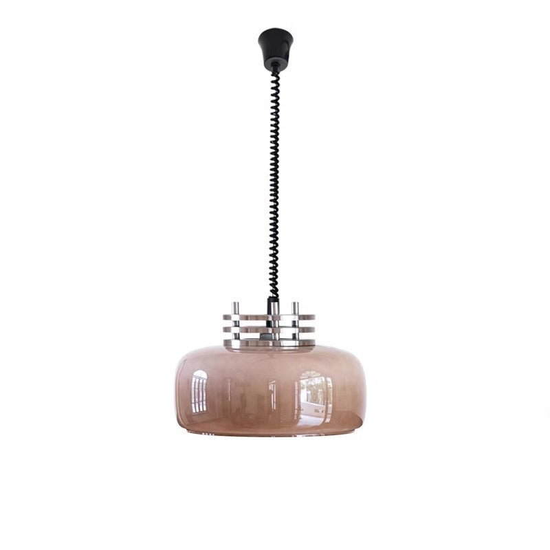 Pantalla de vidrio redonda retro contemporánea Hardware Lámpara colgante de 1 luz para comedor 