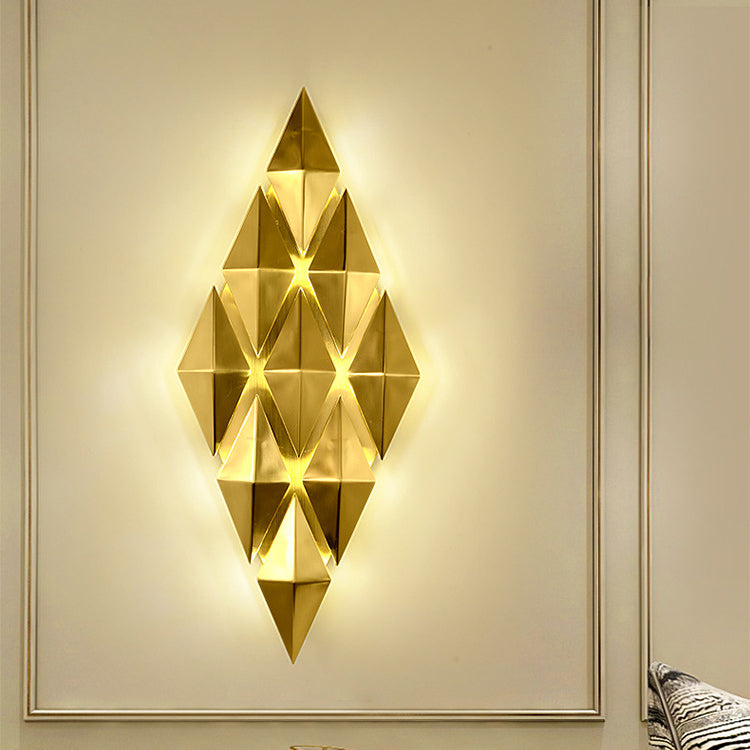 Lustre mural à 9 lumières avec abat-jour en diamant et matériel éblouissant de luxe contemporain pour salon 