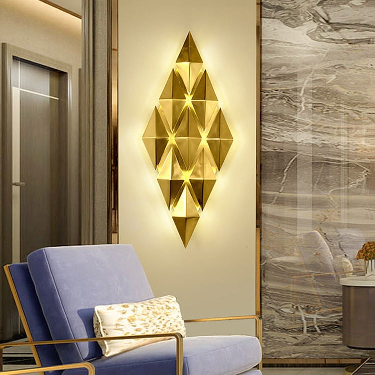 Lustre mural à 9 lumières avec abat-jour en diamant et matériel éblouissant de luxe contemporain pour salon 