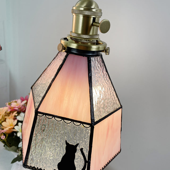 Traditionelle Vintage Pastorale Messing Glasschirm 1-Licht Pendelleuchte für Wohnzimmer 