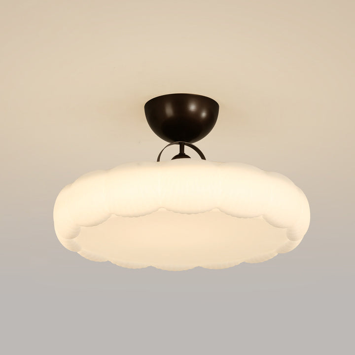 Moderne Einfachheit Wolken PE Schatten Eisen LED Semi-Flush Mount Deckenleuchte für Schlafzimmer 
