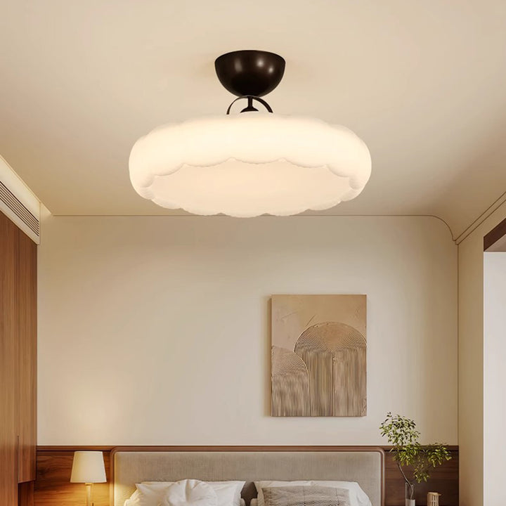 Moderne Einfachheit Wolken PE Schatten Eisen LED Semi-Flush Mount Deckenleuchte für Schlafzimmer 