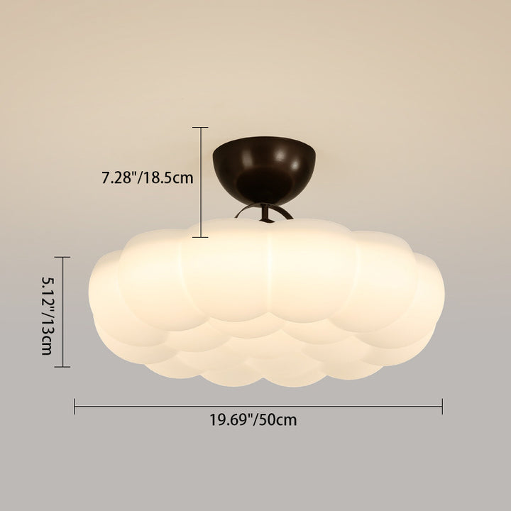 Moderne Einfachheit Wolken PE Schatten Eisen LED Semi-Flush Mount Deckenleuchte für Schlafzimmer 