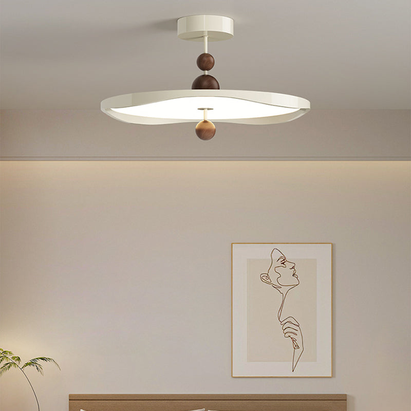 Plafonnier semi-encastré LED rond en fer et aluminium nordique contemporain pour chambre 