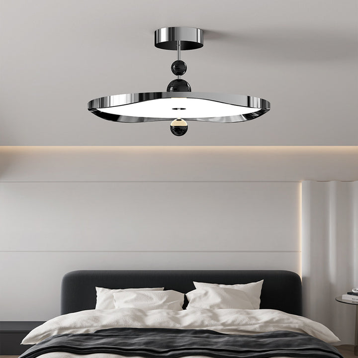 Plafonnier semi-encastré LED rond en fer et aluminium nordique contemporain pour chambre 