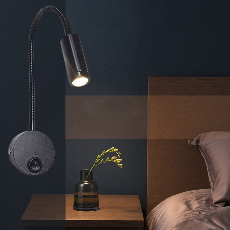 Applique murale LED moderne minimaliste à bras lumineux en fer et aluminium rotatif à 360° pour chambre 