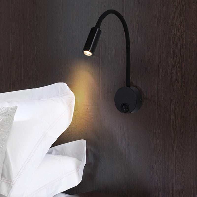 Applique murale LED moderne minimaliste à bras lumineux en fer et aluminium rotatif à 360° pour chambre 