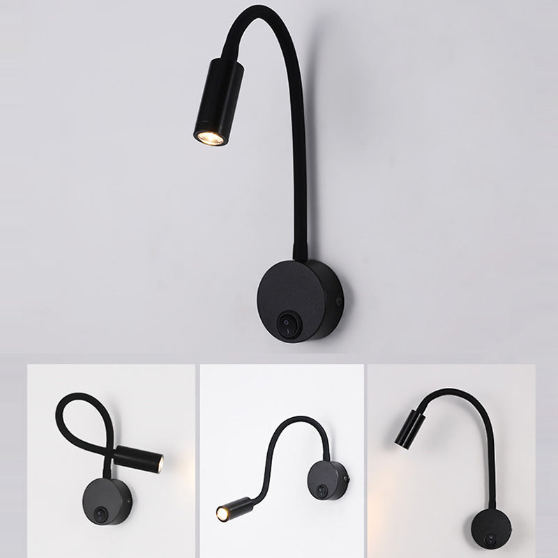 Applique murale LED moderne minimaliste à bras lumineux en fer et aluminium rotatif à 360° pour chambre 