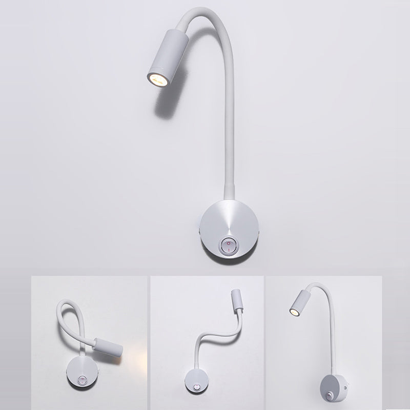 Applique murale LED moderne minimaliste à bras lumineux en fer et aluminium rotatif à 360° pour chambre 