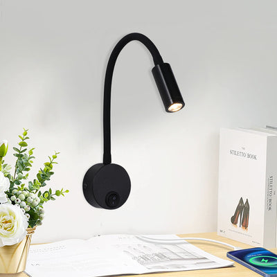 Applique murale LED moderne minimaliste à bras lumineux en fer et aluminium rotatif à 360° pour chambre 