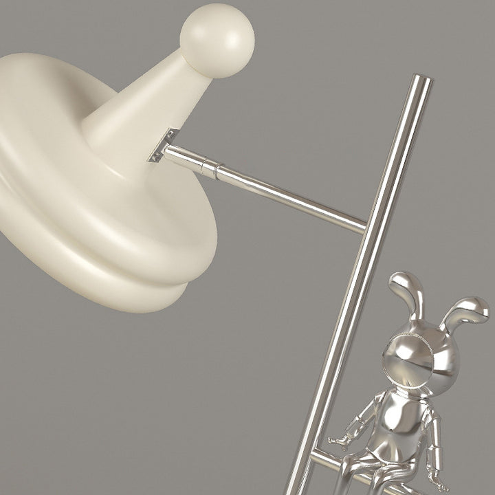 Lampe de table 1 lumière pour chambre à coucher avec abat-jour rond réglable en fer et décoration créative contemporaine de lapin 