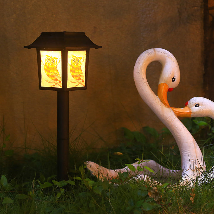 Lumière à insérer de pelouse étanche à LED solaire avec motif de hibou carré industriel contemporain pour patio extérieur 