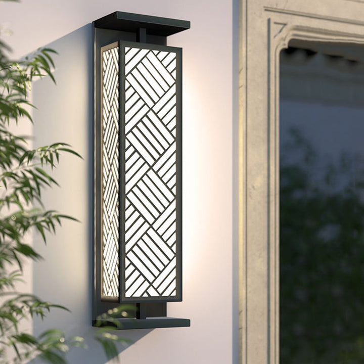Zeitgenössische Luxus Edelstahl Imitation Marmor Cuboid Shade 1-Licht Außenwandleuchte Lampe für den Garten 