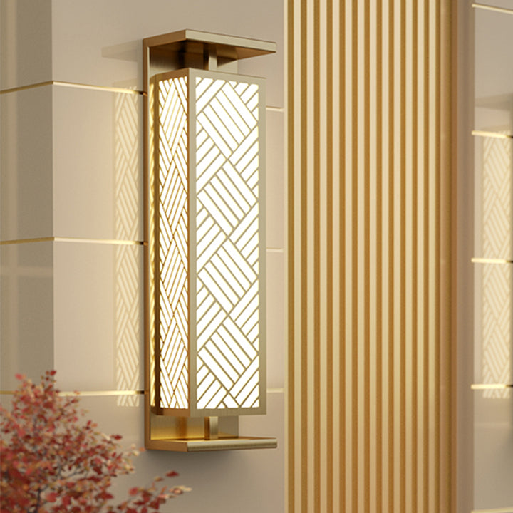 Zeitgenössische Luxus Edelstahl Imitation Marmor Cuboid Shade 1-Licht Außenwandleuchte Lampe für den Garten 