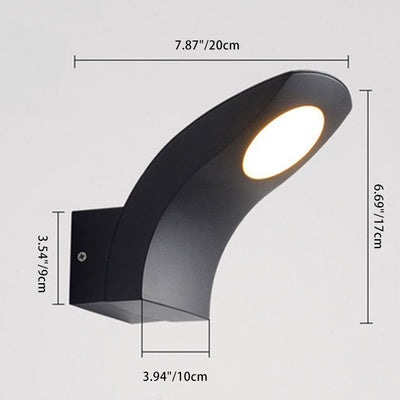 مصباح حائط خارجي مقاوم للماء LED من الألومنيوم المنحني بتصميم حديث بسيط للحديقة 