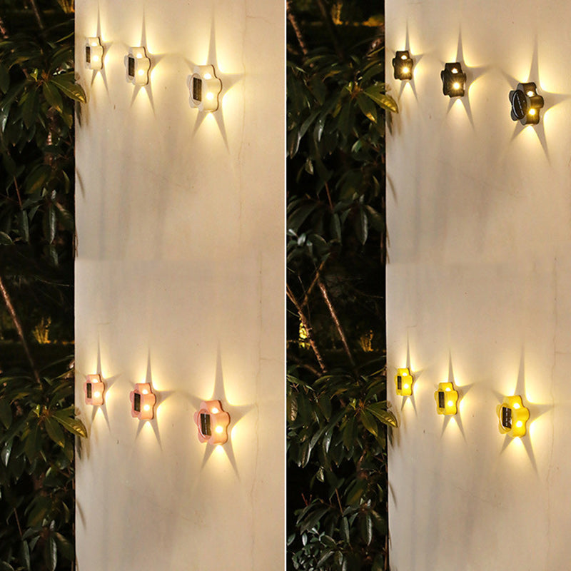 Zeitgenössische industrielle ABS-Pflaumenblüten-LED-Solarwandleuchte für den Außenbereich für den Garten 