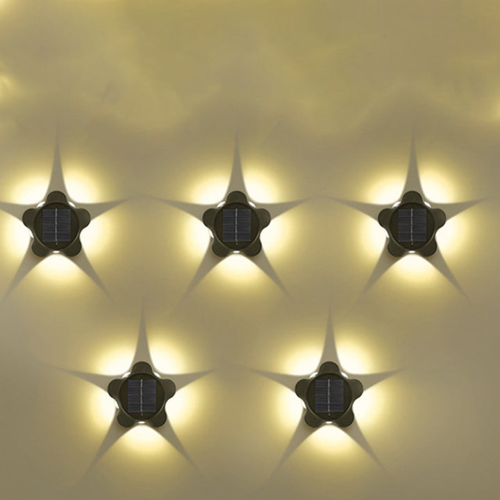Zeitgenössische industrielle ABS-Pflaumenblüten-LED-Solarwandleuchte für den Außenbereich für den Garten 