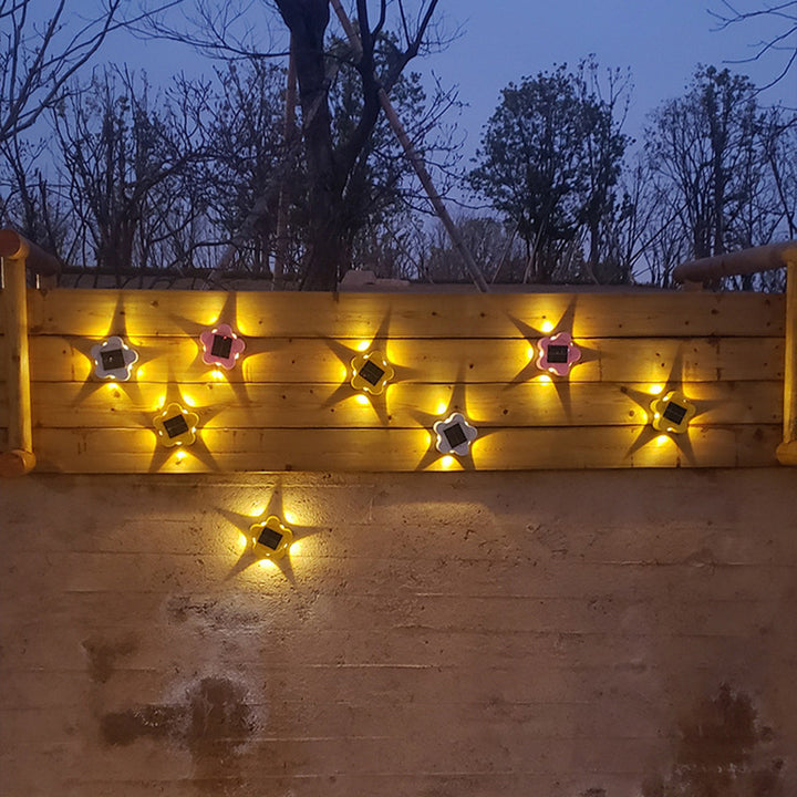 Zeitgenössische industrielle ABS-Pflaumenblüten-LED-Solarwandleuchte für den Außenbereich für den Garten 