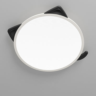 Luz de techo LED empotrada redonda de hierro y aluminio con diseño de gato de dibujos animados nórdico contemporáneo para sala de estar 