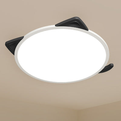 Luz de techo LED empotrada redonda de hierro y aluminio con diseño de gato de dibujos animados nórdico contemporáneo para sala de estar 