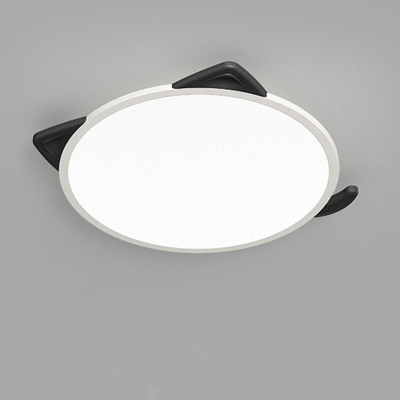 Luz de techo LED empotrada redonda de hierro y aluminio con diseño de gato de dibujos animados nórdico contemporáneo para sala de estar 