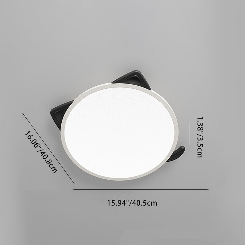 Luz de techo LED empotrada redonda de hierro y aluminio con diseño de gato de dibujos animados nórdico contemporáneo para sala de estar 