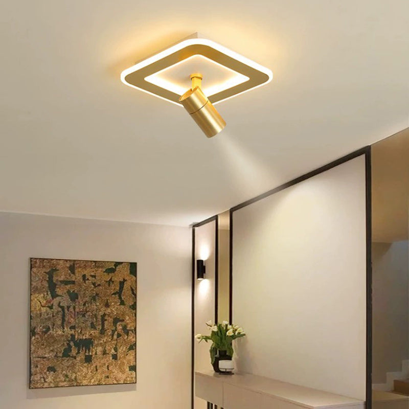 Plafonnier LED carré en fer moderne de luxe avec projecteur en acrylique pour chambre à coucher 