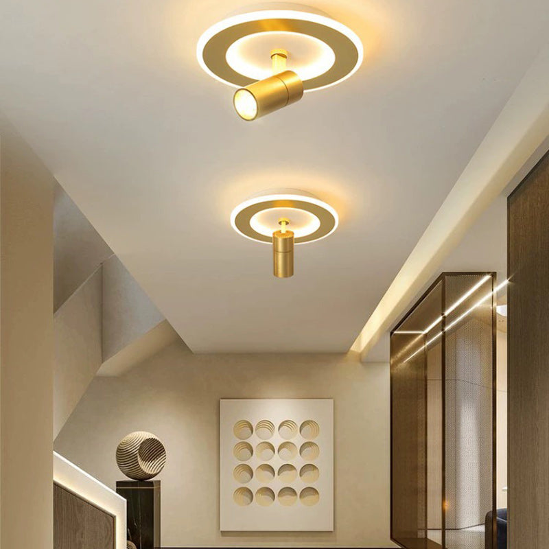 Plafonnier LED carré en fer moderne de luxe avec projecteur en acrylique pour chambre à coucher 
