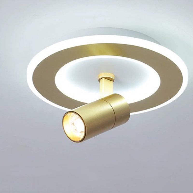 Plafonnier LED carré en fer moderne de luxe avec projecteur en acrylique pour chambre à coucher 