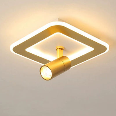 Plafonnier LED carré en fer moderne de luxe avec projecteur en acrylique pour chambre à coucher 