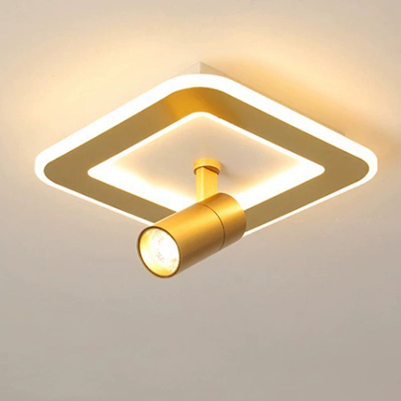 Plafonnier LED carré en fer moderne de luxe avec projecteur en acrylique pour chambre à coucher 
