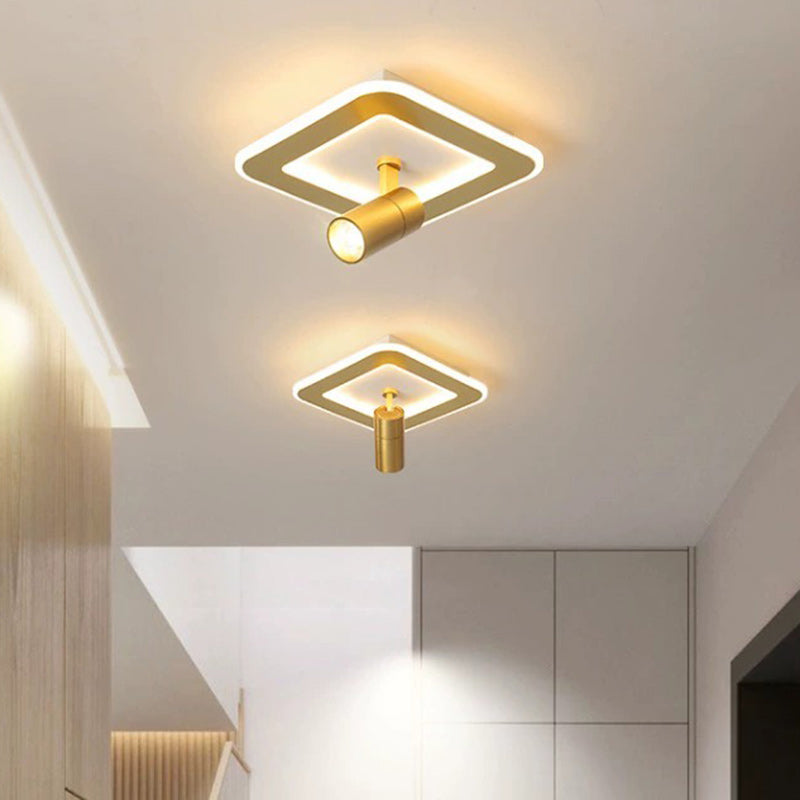 Plafonnier LED carré en fer moderne de luxe avec projecteur en acrylique pour chambre à coucher 