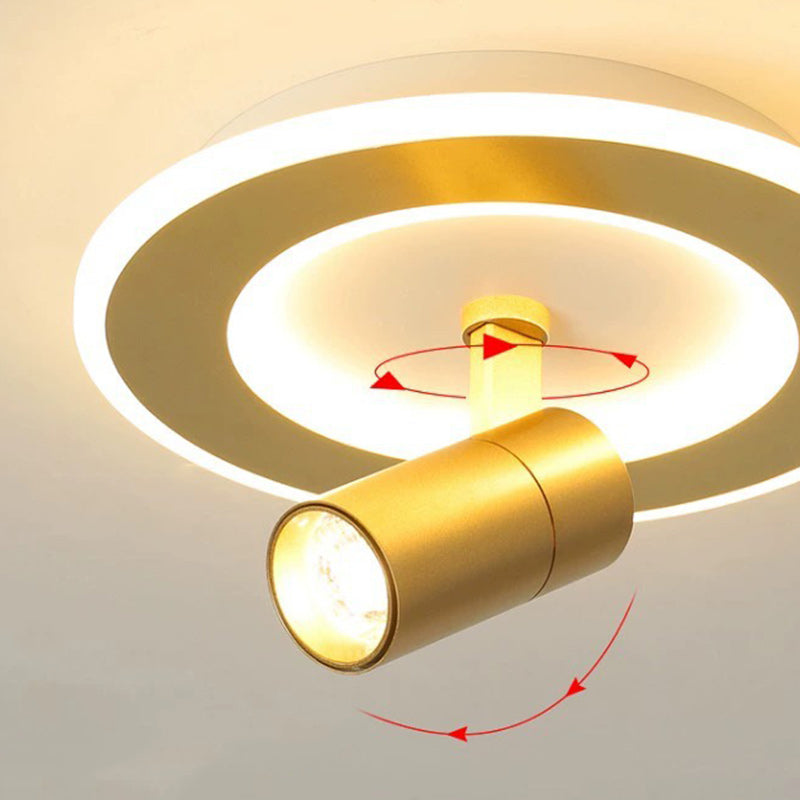 Plafonnier LED carré en fer moderne de luxe avec projecteur en acrylique pour chambre à coucher 