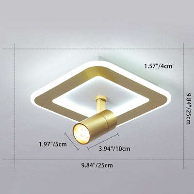 Plafonnier LED carré en fer moderne de luxe avec projecteur en acrylique pour chambre à coucher 