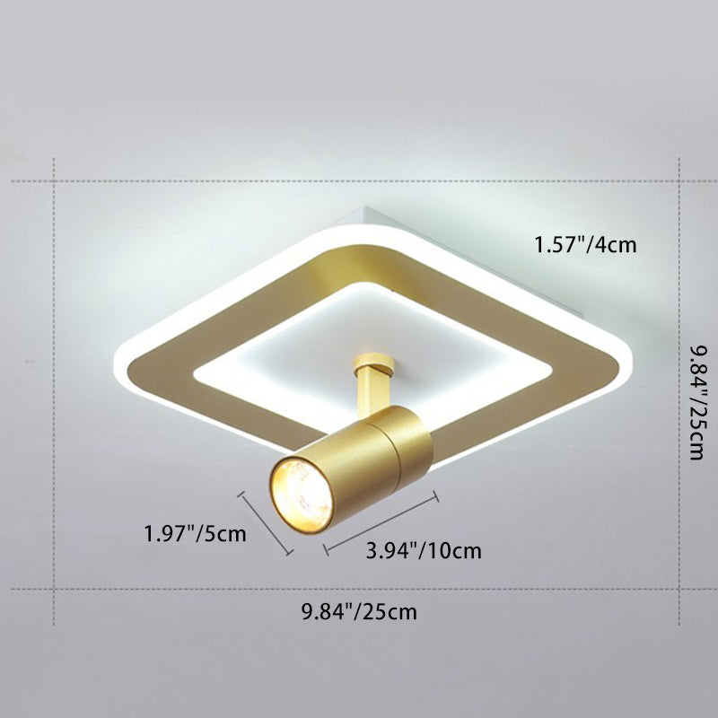 Plafonnier LED carré en fer moderne de luxe avec projecteur en acrylique pour chambre à coucher 