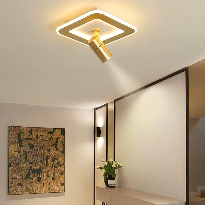 Plafonnier LED carré en fer moderne de luxe avec projecteur en acrylique pour chambre à coucher 