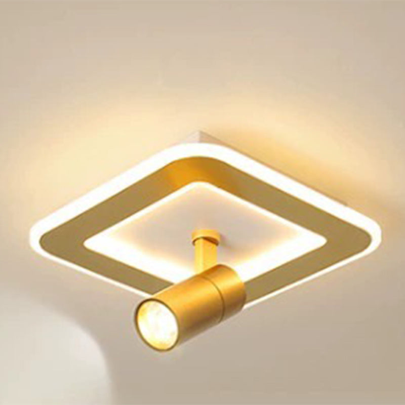 Plafonnier LED carré en fer moderne de luxe avec projecteur en acrylique pour chambre à coucher 