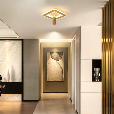 Plafonnier LED carré en fer moderne de luxe avec projecteur en acrylique pour chambre à coucher 