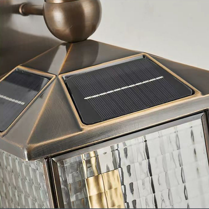 Contemporary Luxury Brass Column Tempered Glass Shade 2-Light Outdoor Wall Sconce Lamp For Garden